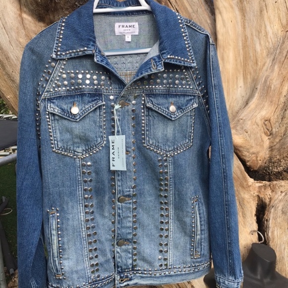 Frame Le Studded Oversized Jean Jacket 